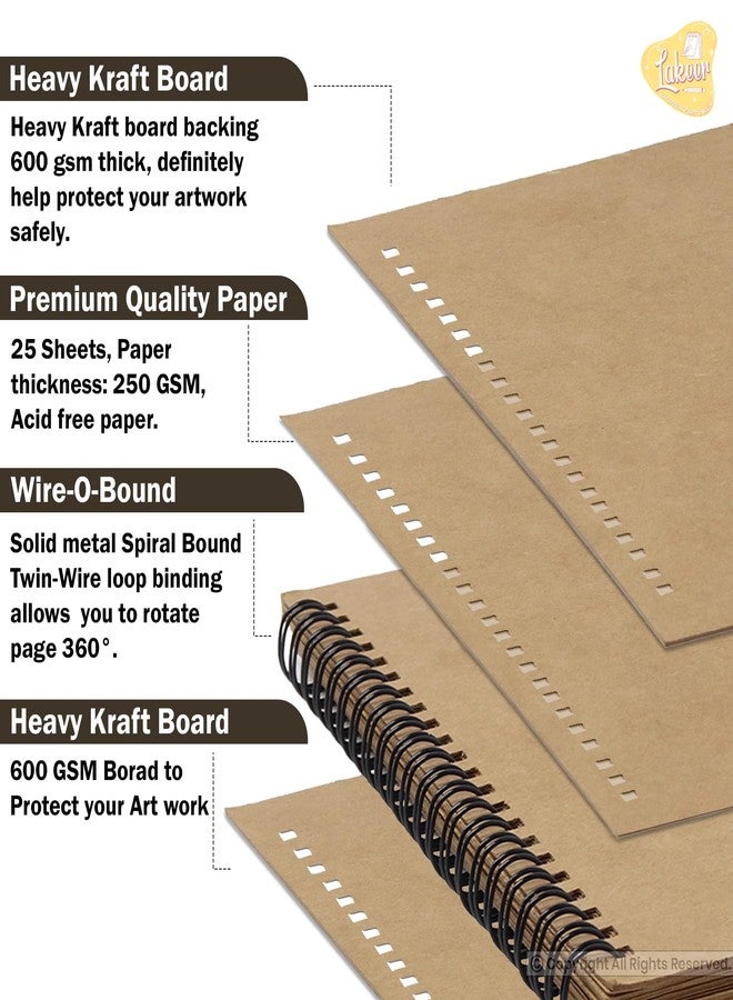 Lakeer Kraft Sketchbook - 8x8 inch|250 GSM-25 Sheets, for Sketching, Drawing, Panting, etc - Image 3